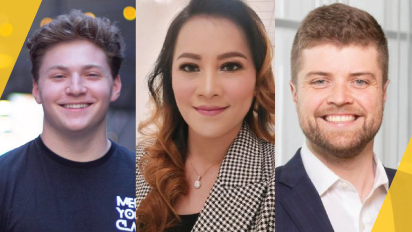 A collage of three student headshots.